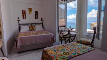 Quarto família, vista para o mar | Roupas de cama de algodão egípcio, roupas de cama premium, frigobar
