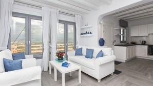 Villa Premium, alberca privada, vista al océano | Sala de estar