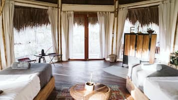 Chambre Design avec lits jumeaux, 1 chambre, vue jardin