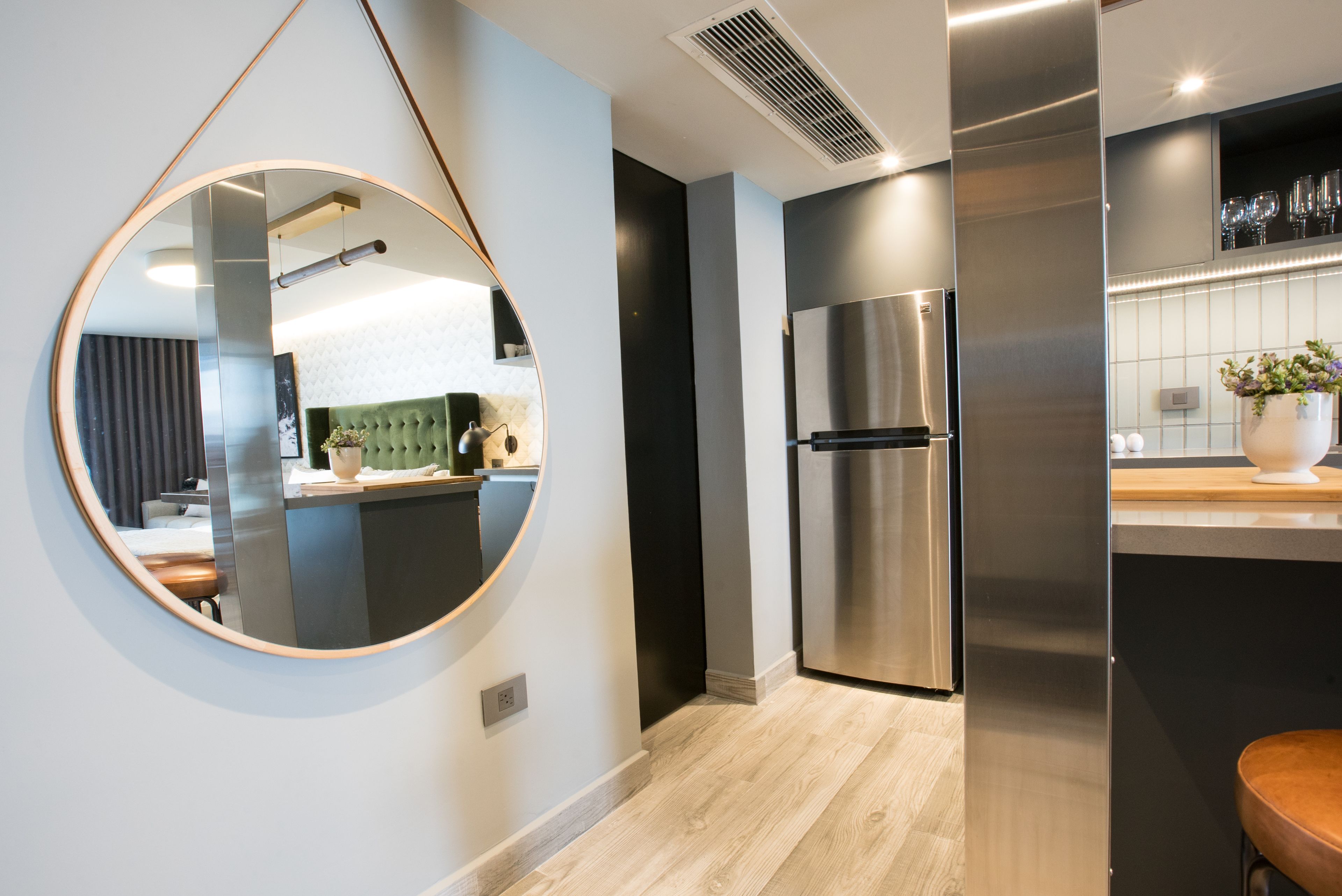 panoramic studio suite, 1 king bed with sofa bed, kitchen, ocean view | private kitchen | fridge, microwave, stovetop, coffee/tea maker