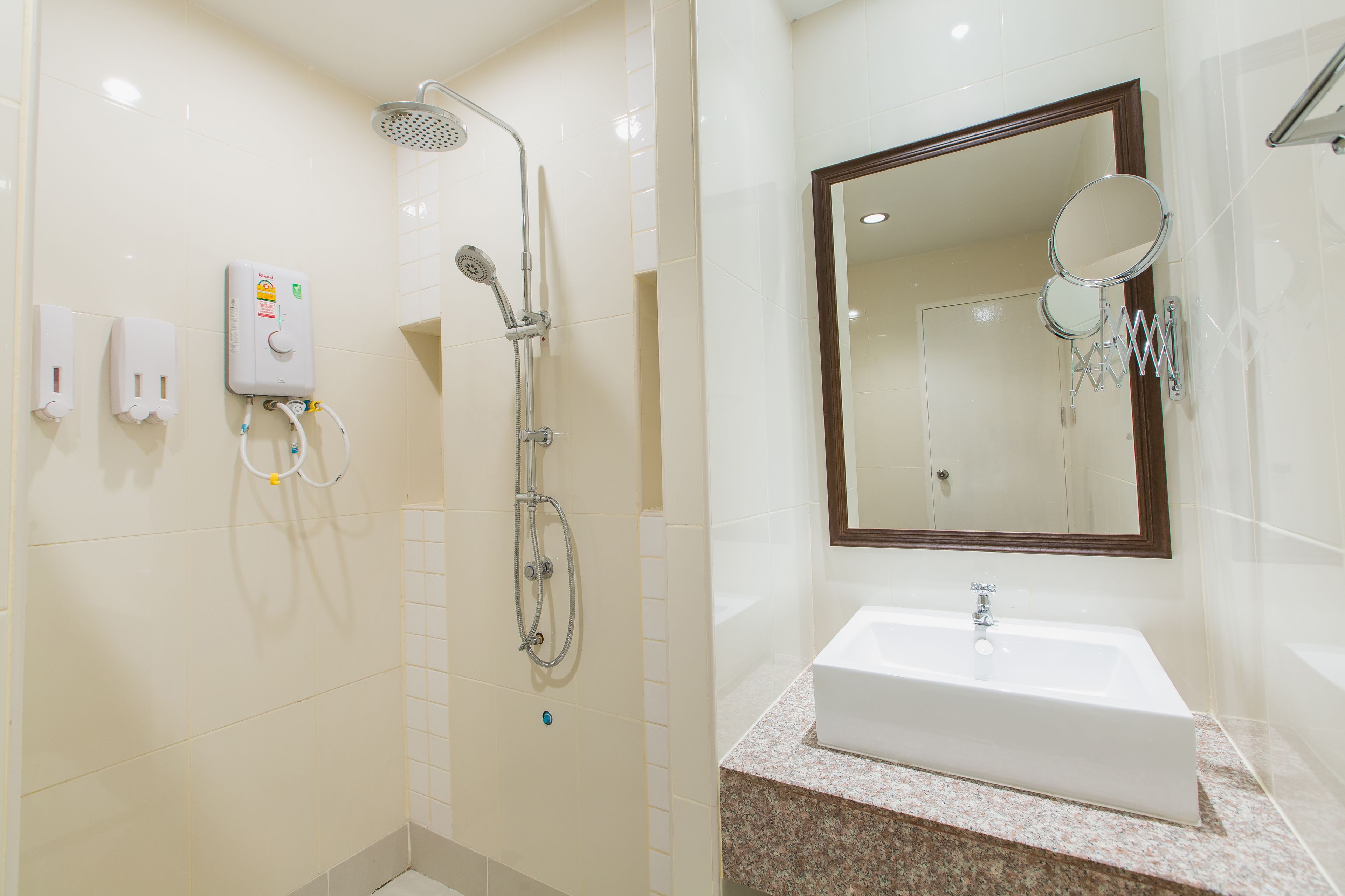en-suite with balcony | bathroom | shower, free toiletries, hair dryer, bathrobes