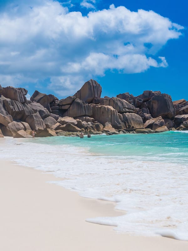 On the beach, white sand