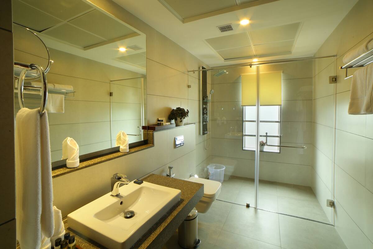free toiletries, hair dryer, slippers, bidet