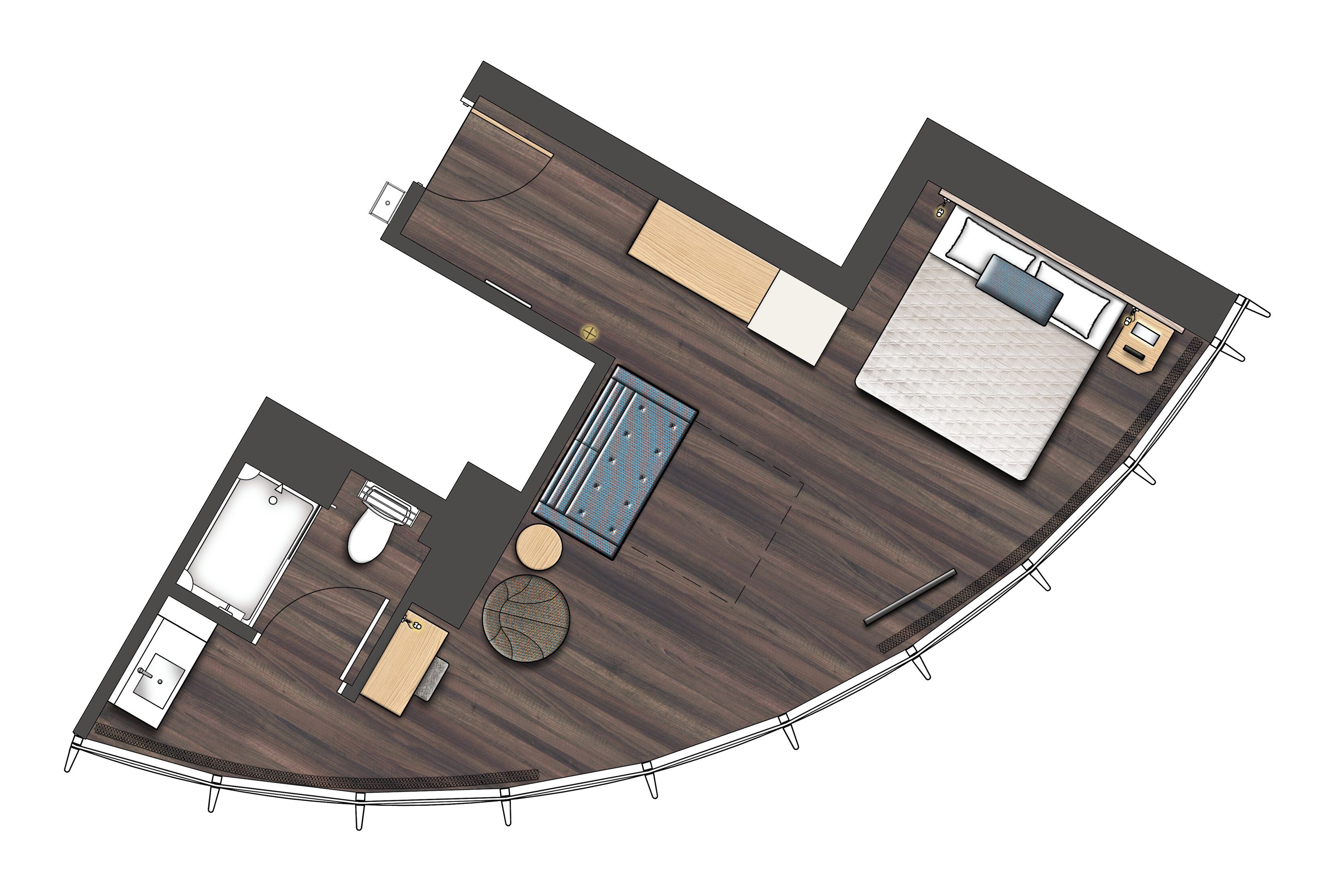 deluxe room, non smoking (one king bed, 1 double pullout sofa) (includes early park admission*) | floor plan