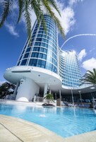 Outdoor pool, sun loungers