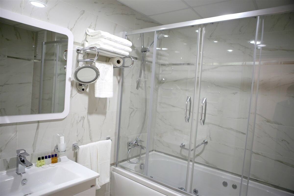 free toiletries, hair dryer, slippers, towels