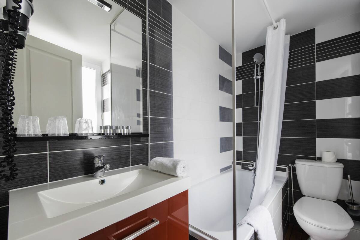 free toiletries, hair dryer, towels