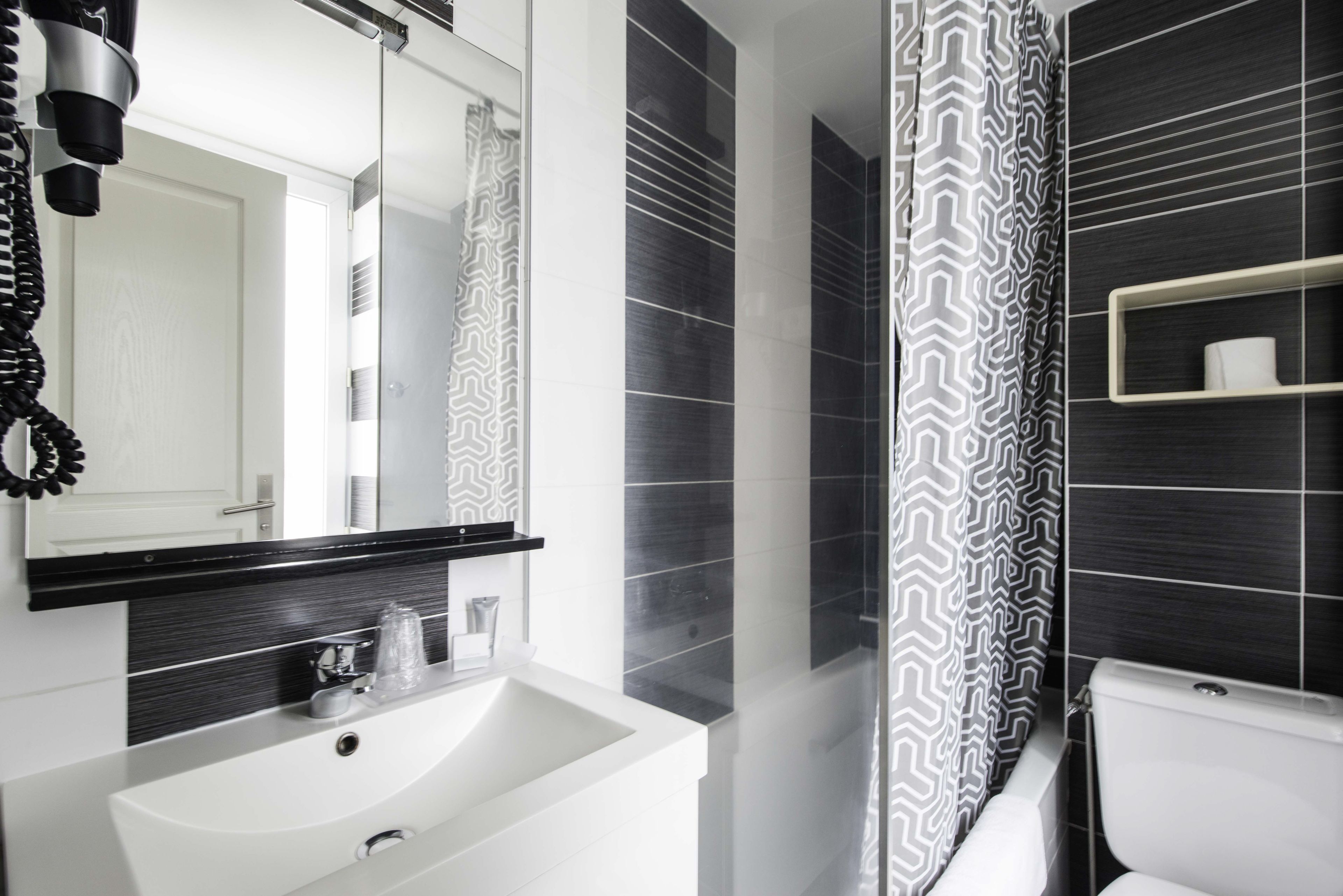 free toiletries, hair dryer, towels