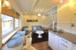 Superior Cottage, 2 Bedrooms, Kitchenette, Mountainside | Living area | Flat-screen TV