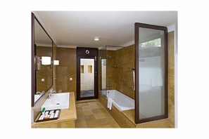 Premium Cottage, Resort View, Garden Area | Bathroom | Free toiletries, slippers, towels - Jehan Numa Retreat (Bhopal)