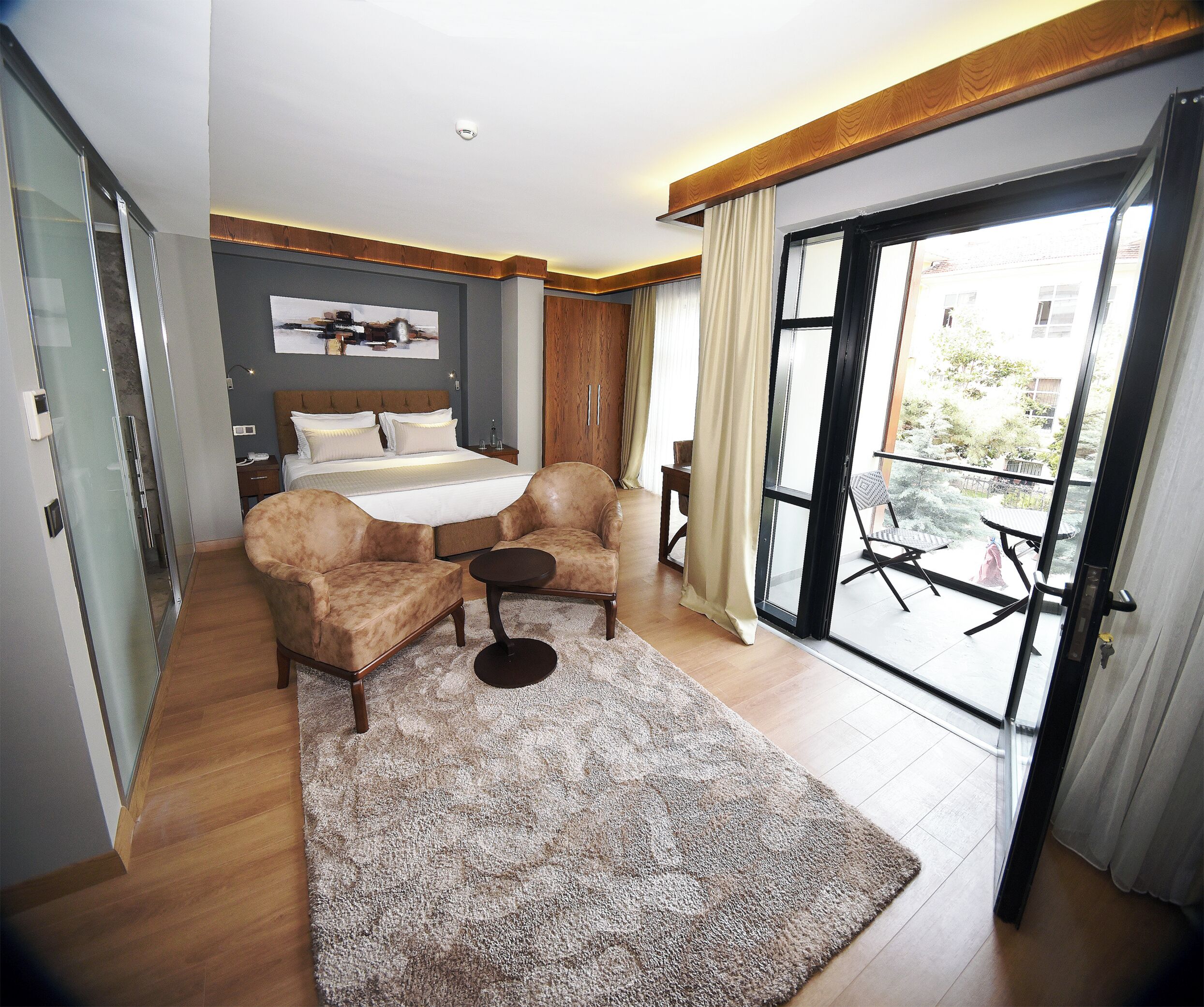 Sengetøy i egyptisk bomull, sengetøy av topp kvalitet og minibar