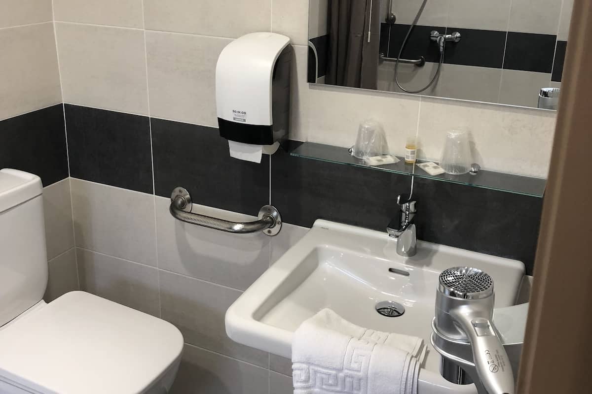 superior double room, patio, poolside | bathroom | shower, free toiletries, towels