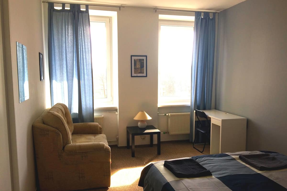 Standard Double Room, 1 Queen Bed, Shared Bathroom, City View (No 3) | Free WiFi, bed sheets