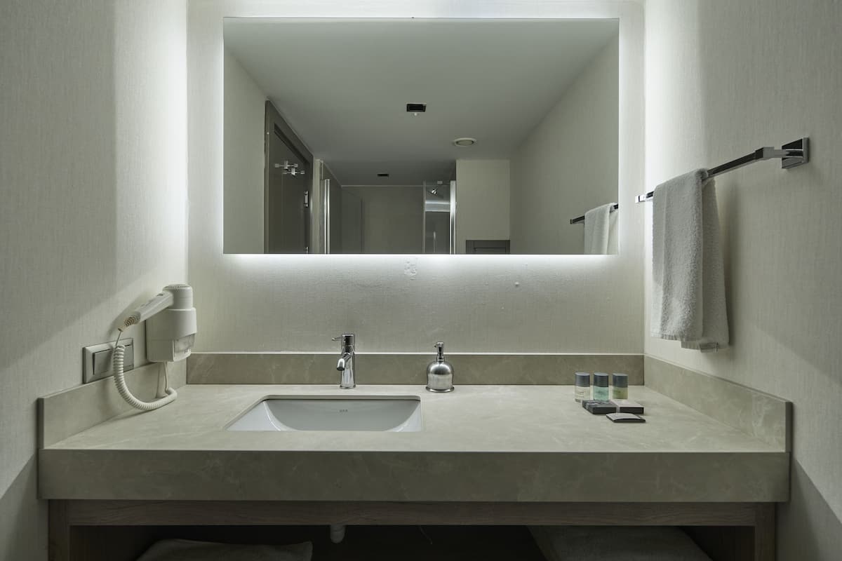 standard double room | bathroom | free toiletries, hair dryer, towels