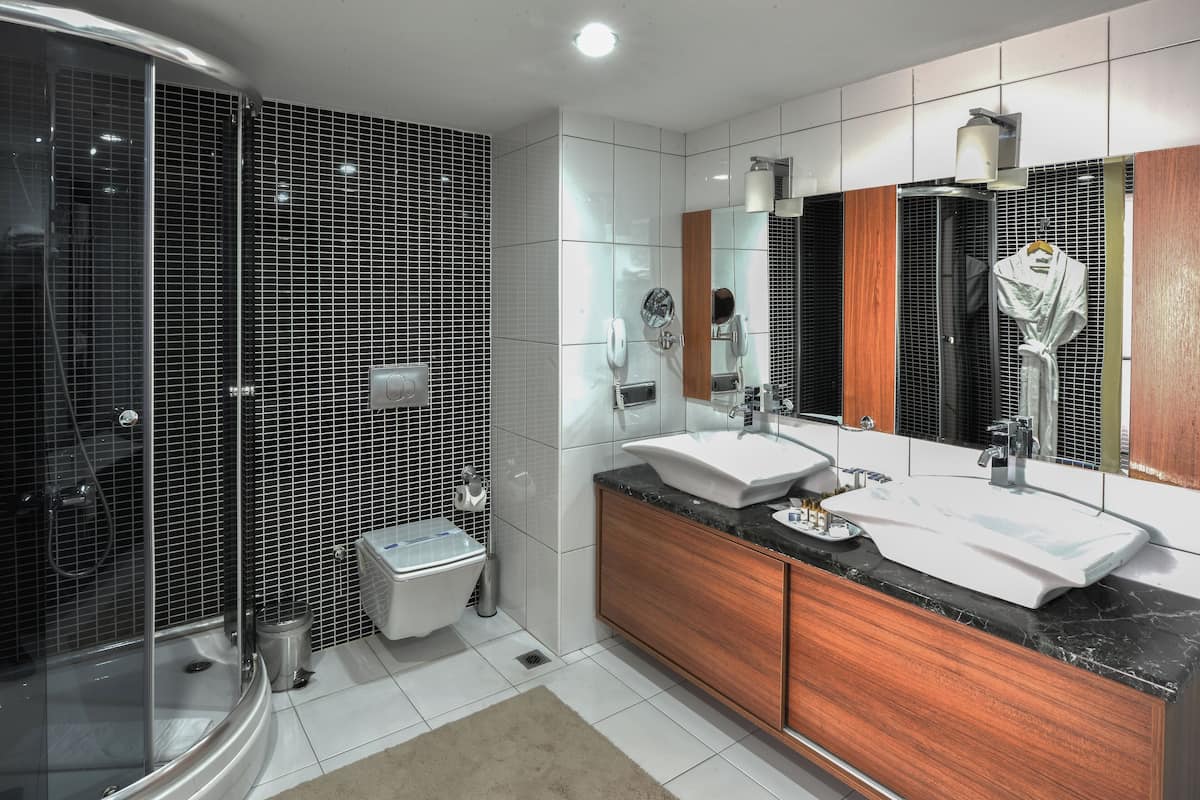 standard suite | bathroom | separate bathtub and shower, jetted bath, free toiletries, hair dryer