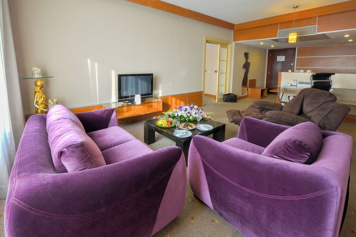 standard suite | living area | 32-inch lcd tv with satellite channels, tv