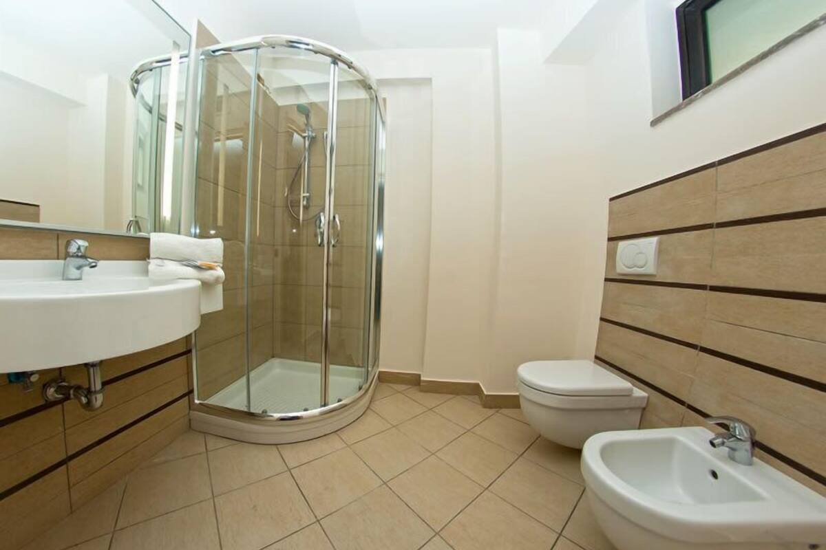 shower, free toiletries, hair dryer, bidet