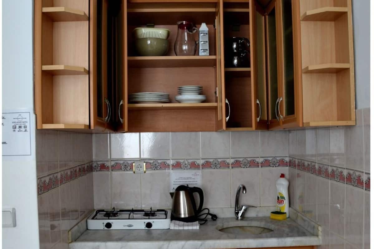 family apartment, 1 bedroom | private kitchenette | fridge, stovetop, electric kettle, cookware/dishes/utensils