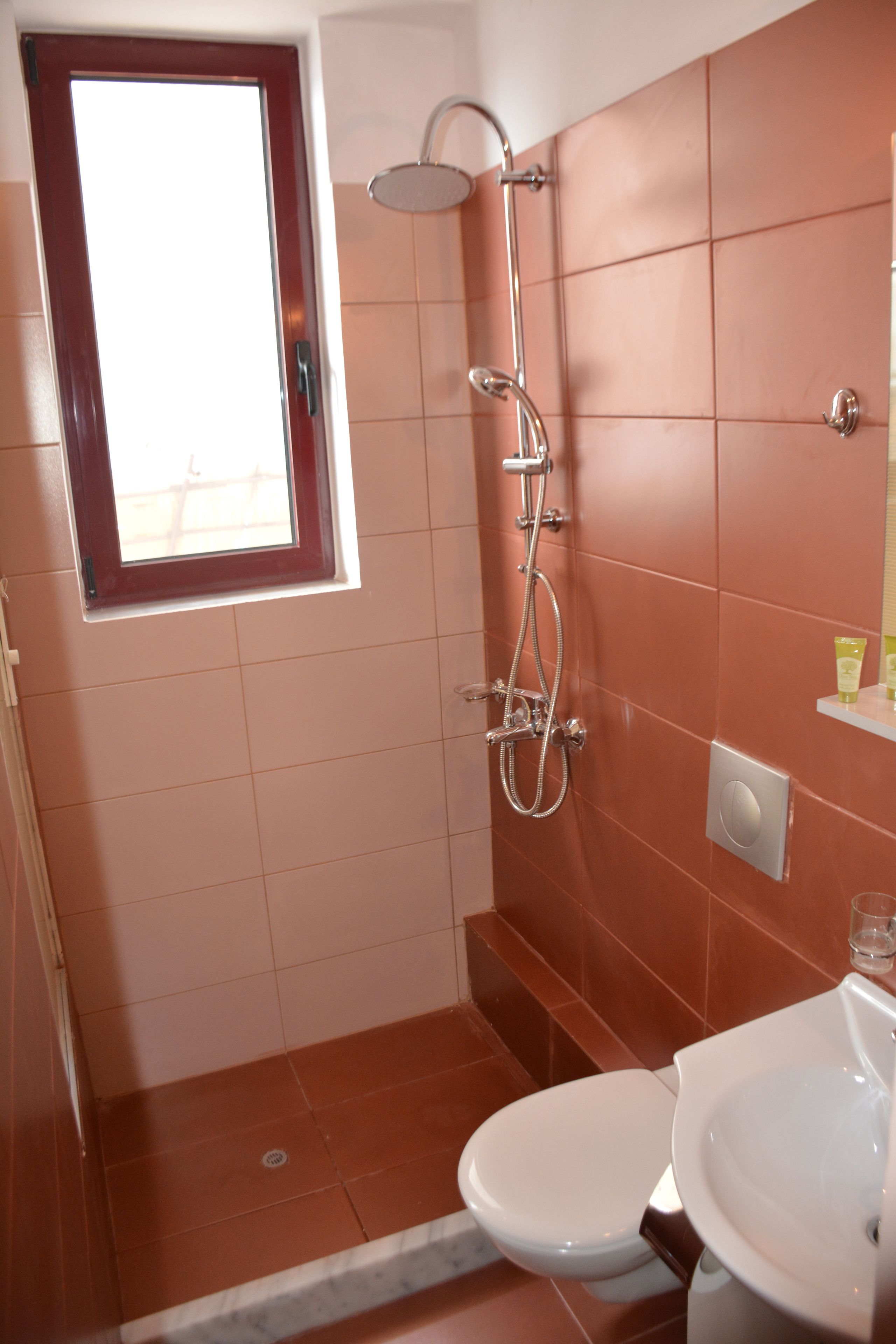 shower, free toiletries, hair dryer, slippers