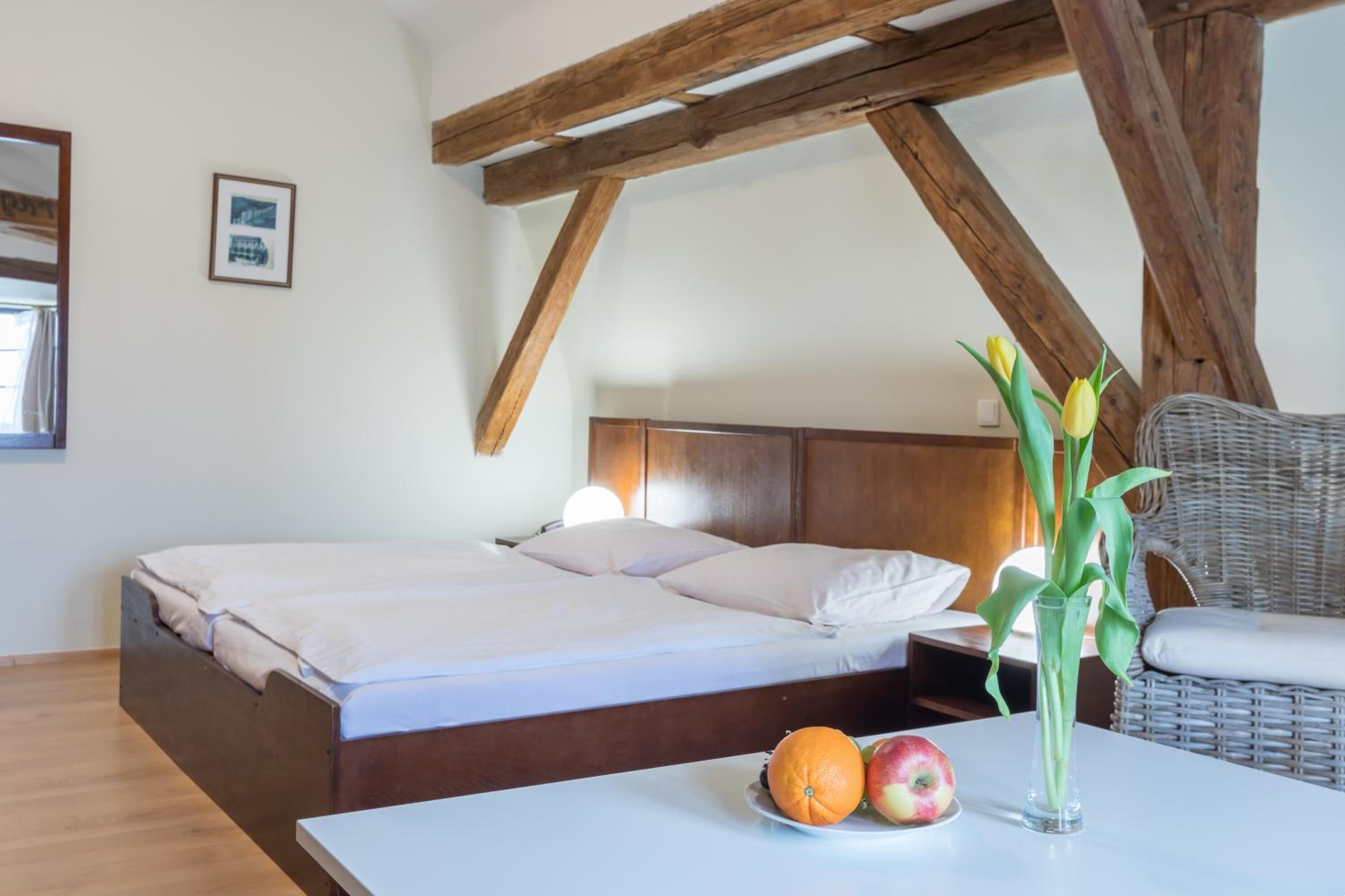 premium bedding, desk, blackout curtains, iron/ironing board