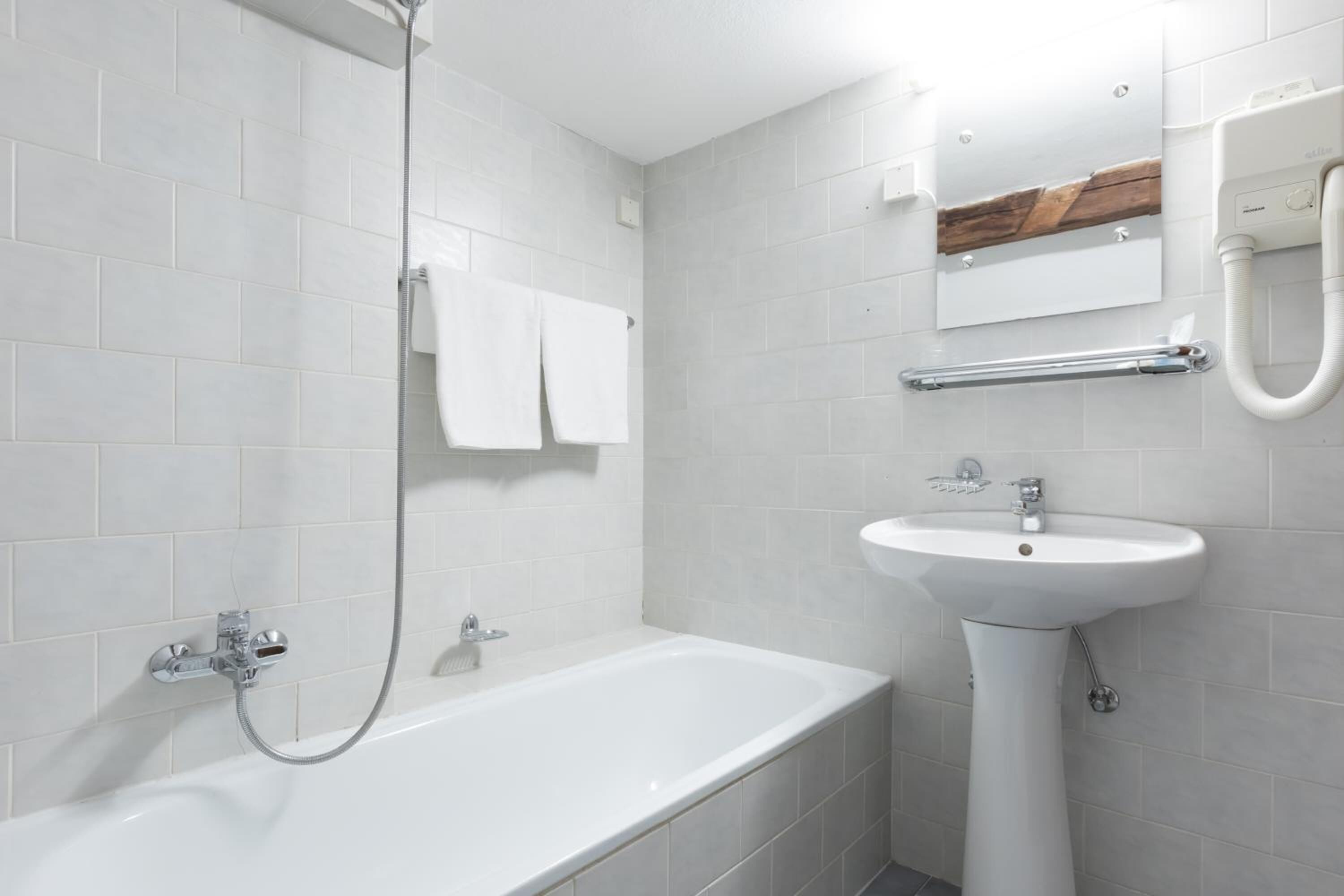 free toiletries, hair dryer, towels