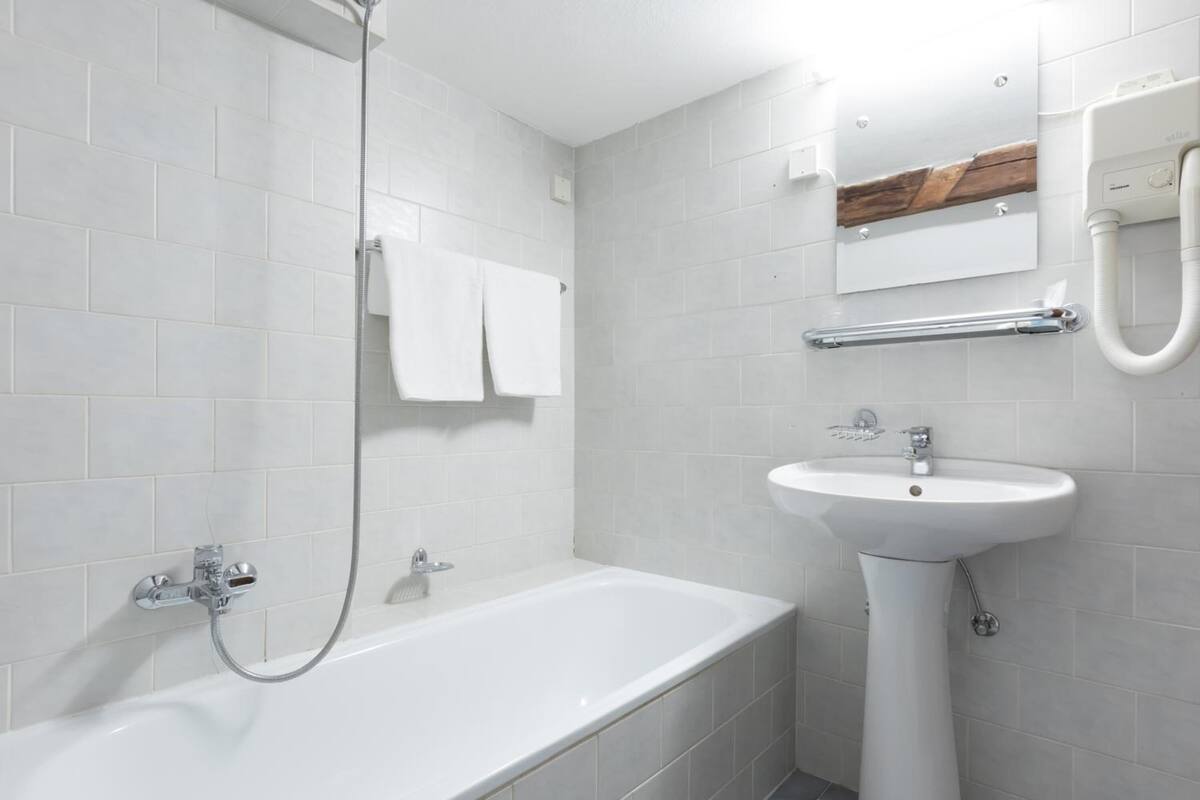 free toiletries, hair dryer, towels