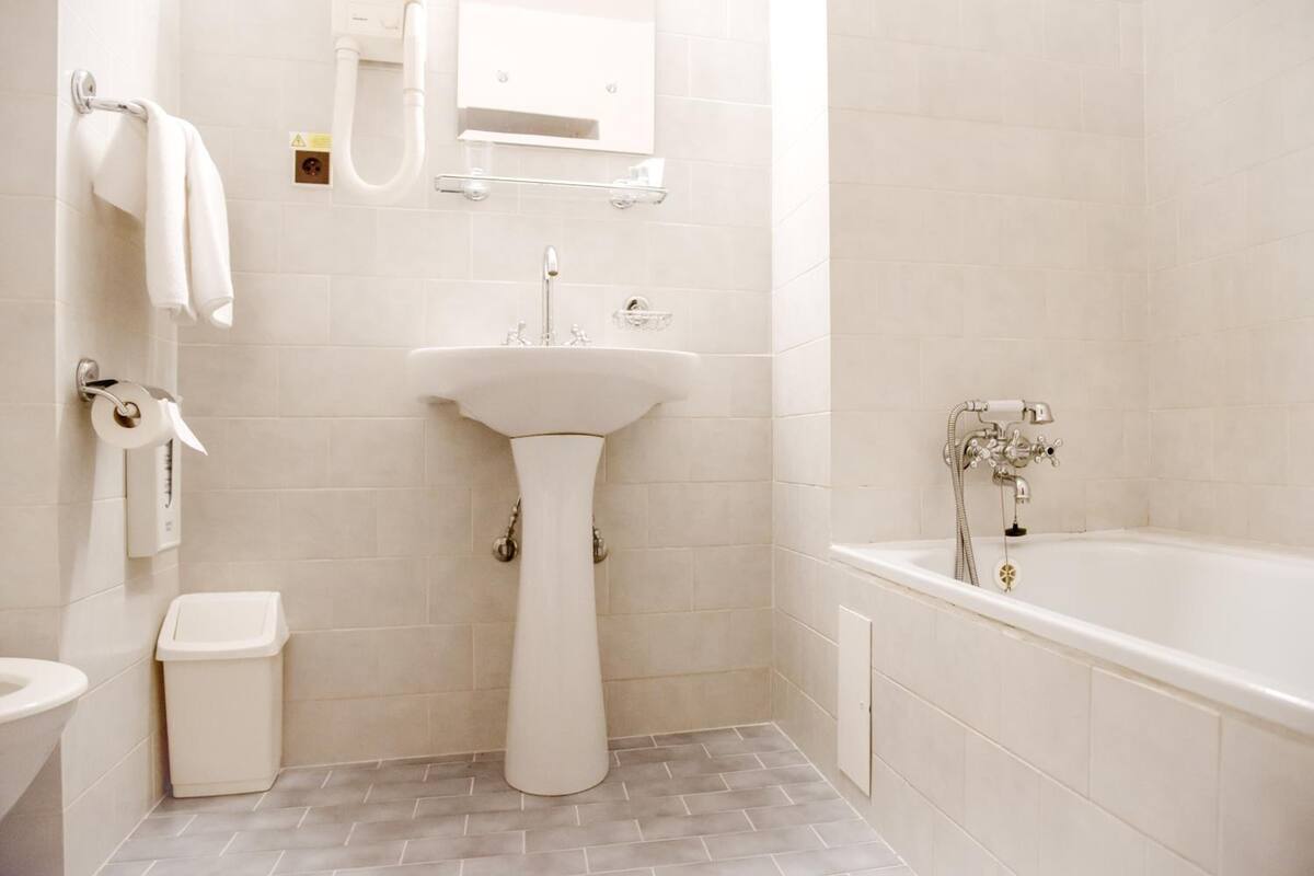 free toiletries, hair dryer, towels