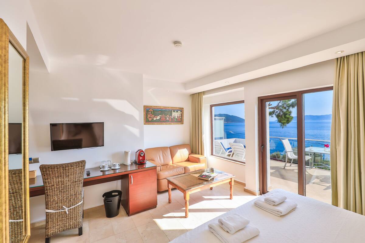 Suíte estúdio júnior, vista para o mar | Roupas de cama premium, frigobar (abastecido com alguns itens grátis)
