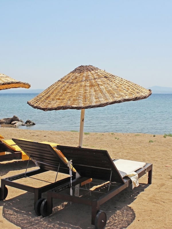 Private beach, sun loungers, beach umbrellas
