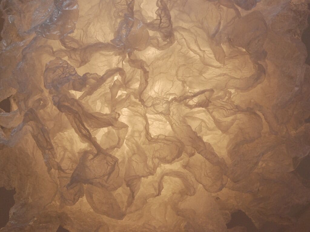 A textured surface with a complex, intertwined pattern.