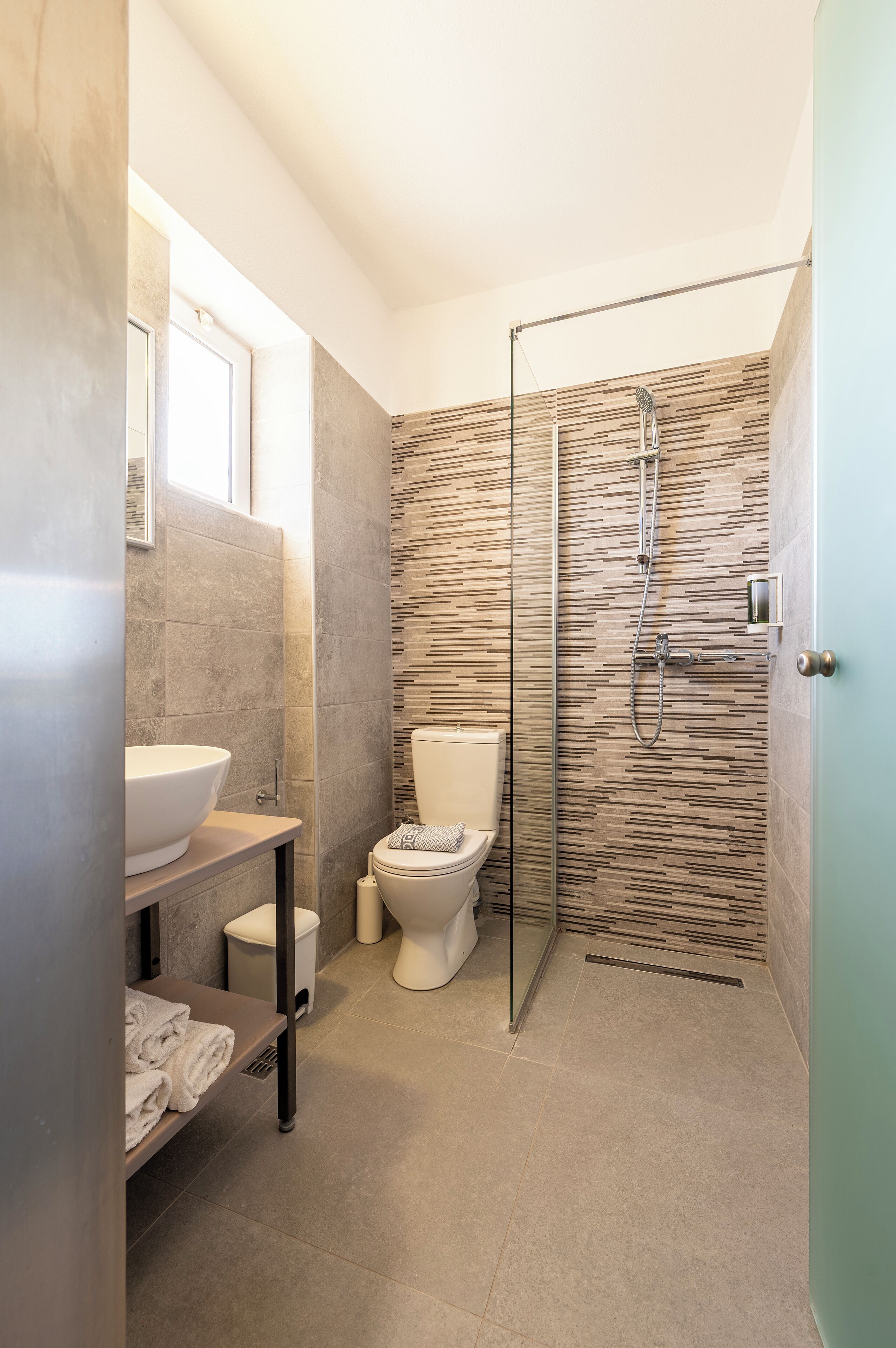 comfort studio | bathroom | shower, rainfall showerhead, hair dryer, bidet