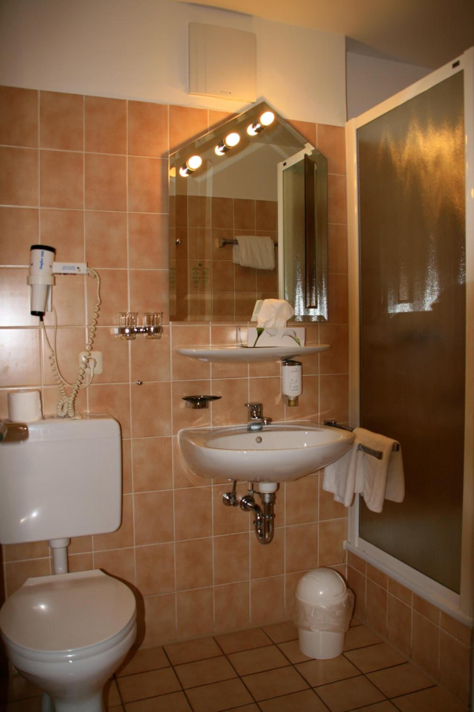 free toiletries, hair dryer, towels