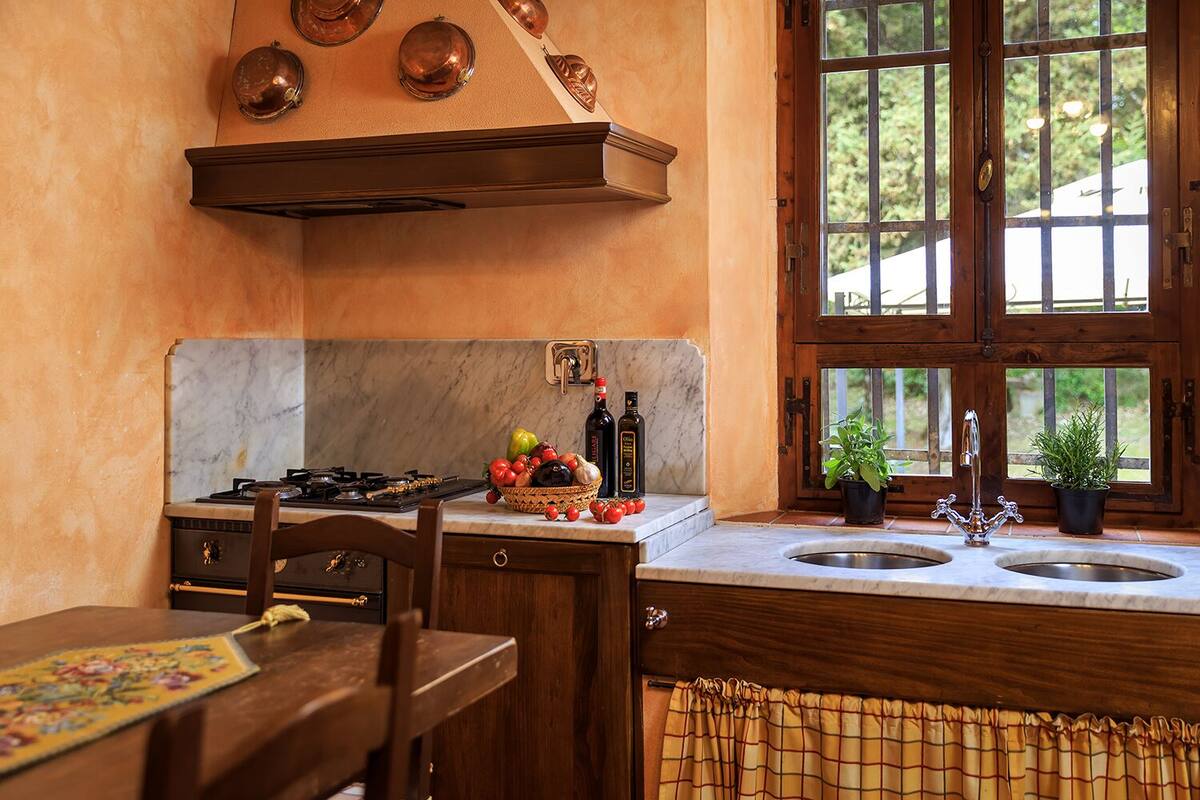 Apartment, 3 Bedrooms (Leccio) | Private kitchen | Coffee/tea maker, full-size fridge, microwave (on request), oven