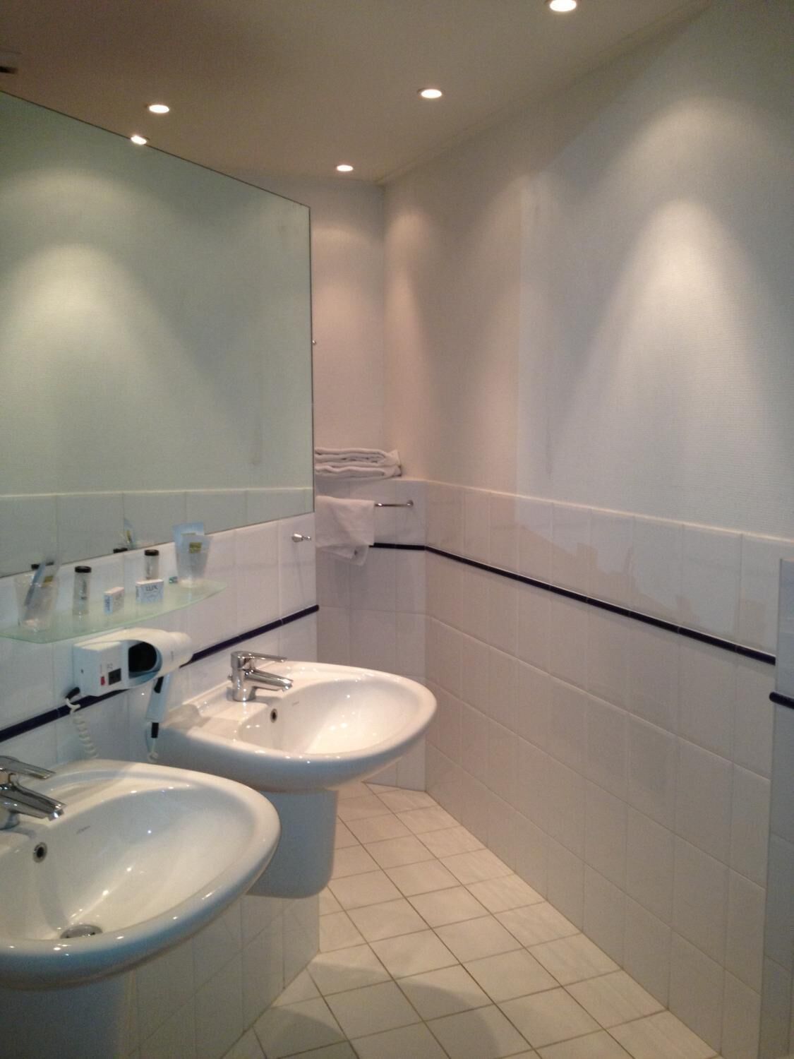 free toiletries, hair dryer, towels