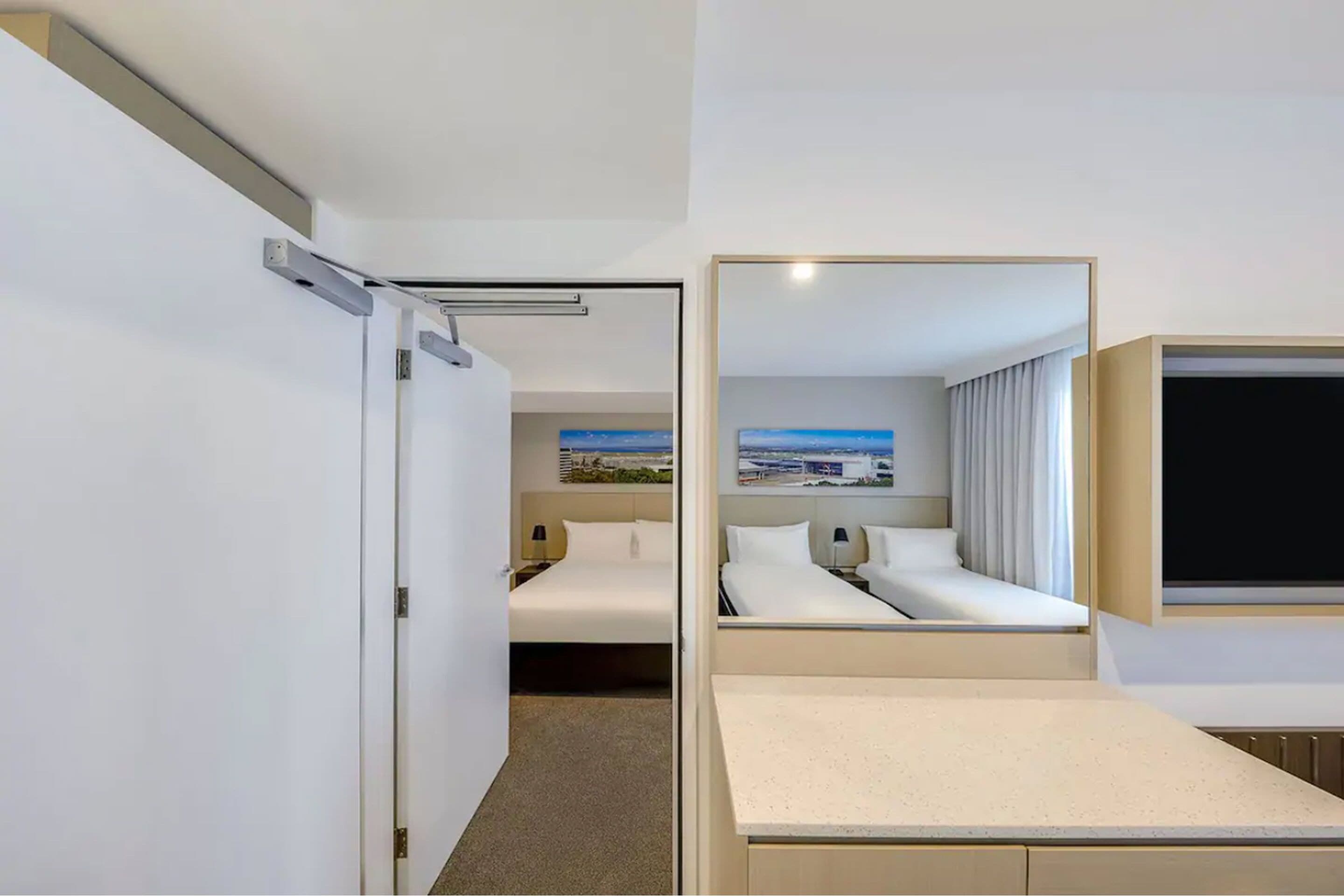 twin room | in-room safe, laptop workspace, blackout curtains, soundproofing