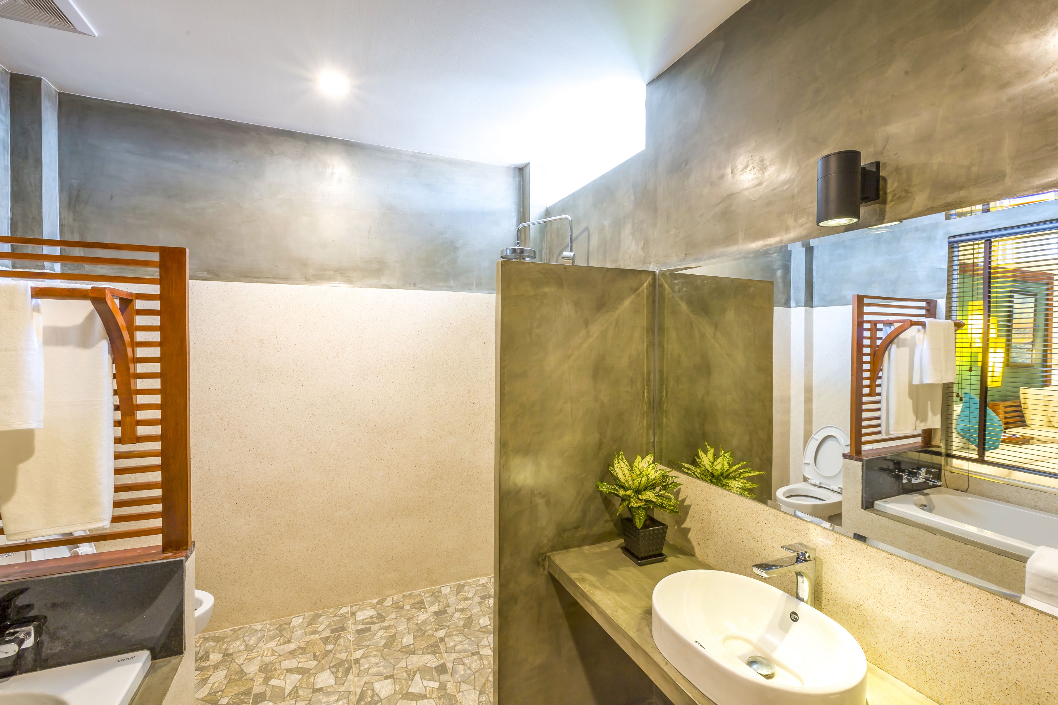 free toiletries, hair dryer, bathrobes, slippers