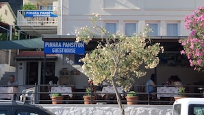A guesthouse with a balcony, potted plants, and a stone wall. - Pinara Pension & Guesthouse (Fethiye)