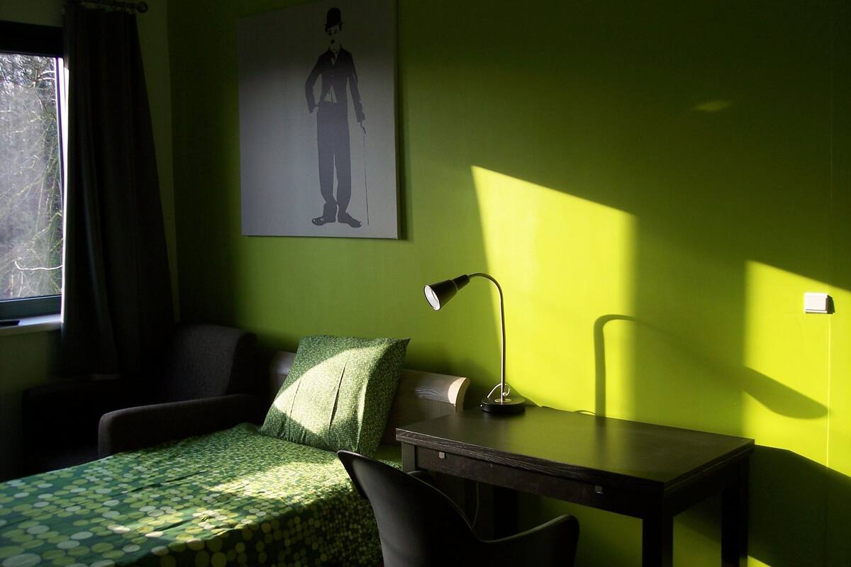 Desk, blackout curtains, rollaway beds, free WiFi