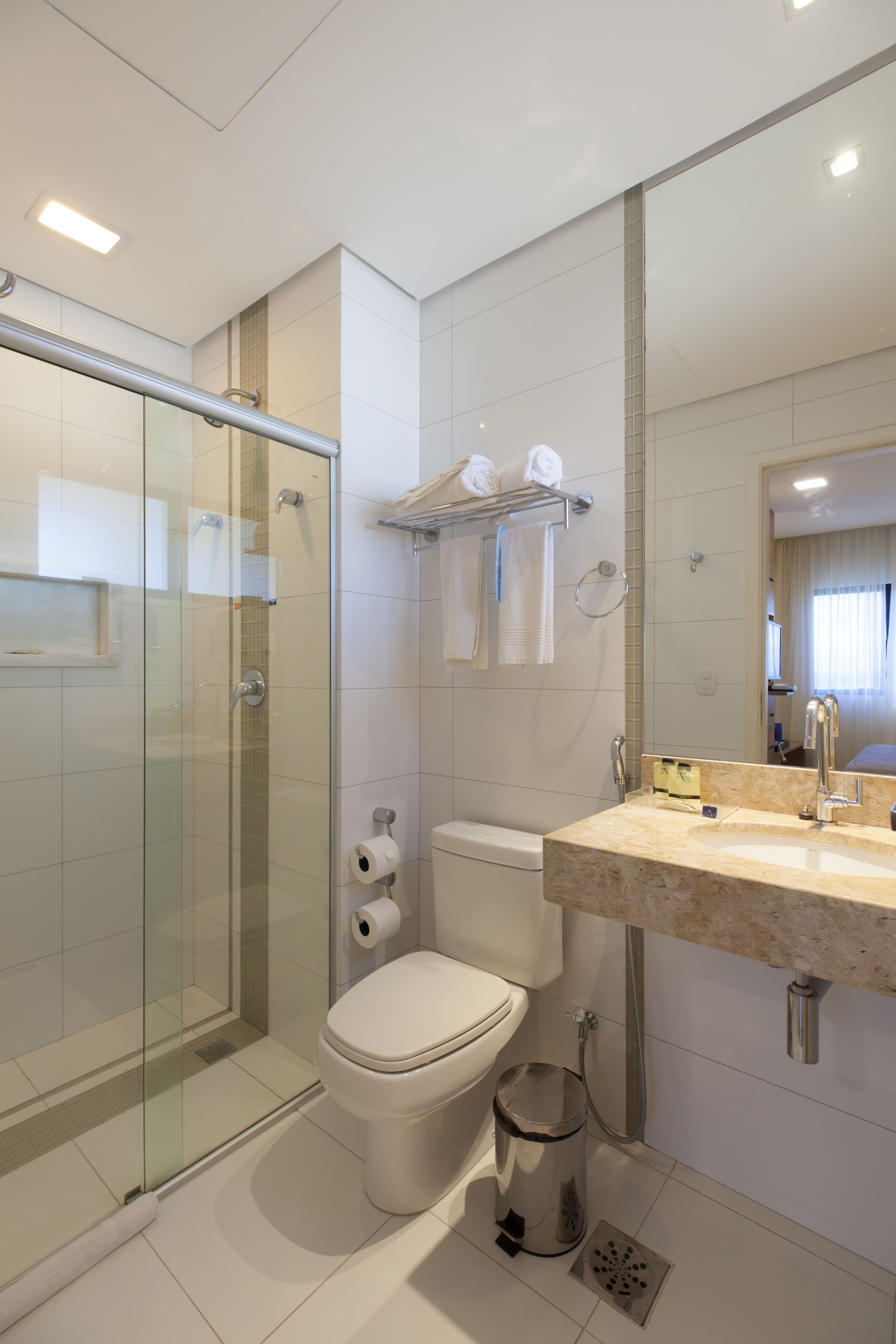 shower, eco-friendly toiletries, hair dryer, bidet