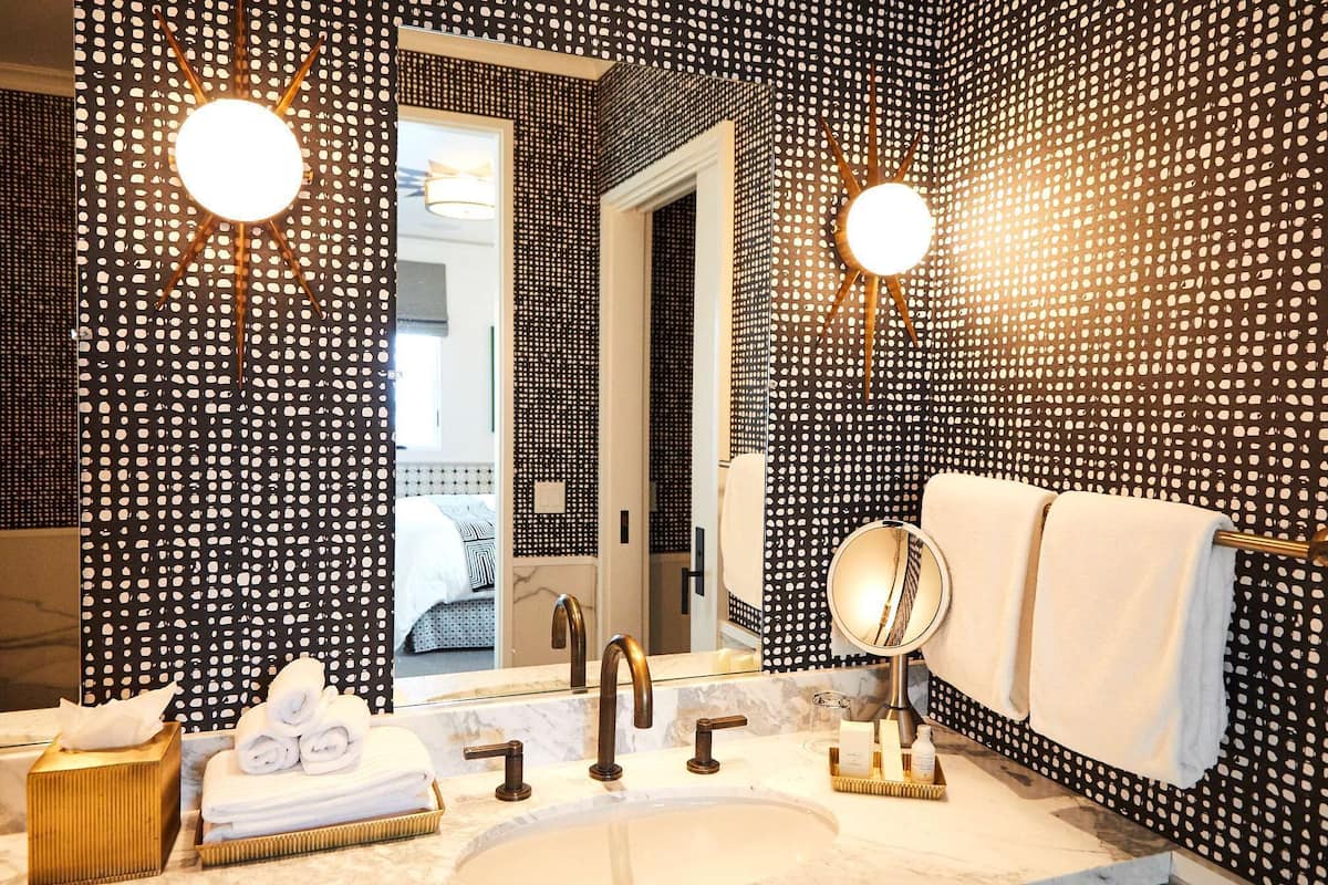 room, 1 queen bed (almeria) | bathroom | designer toiletries, bathrobes, slippers, towels