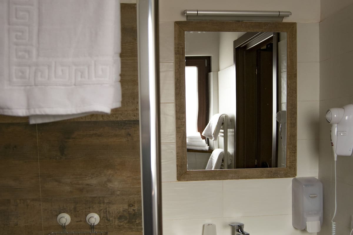 double or twin room | bathroom | shower, rainfall showerhead, free toiletries, hair dryer