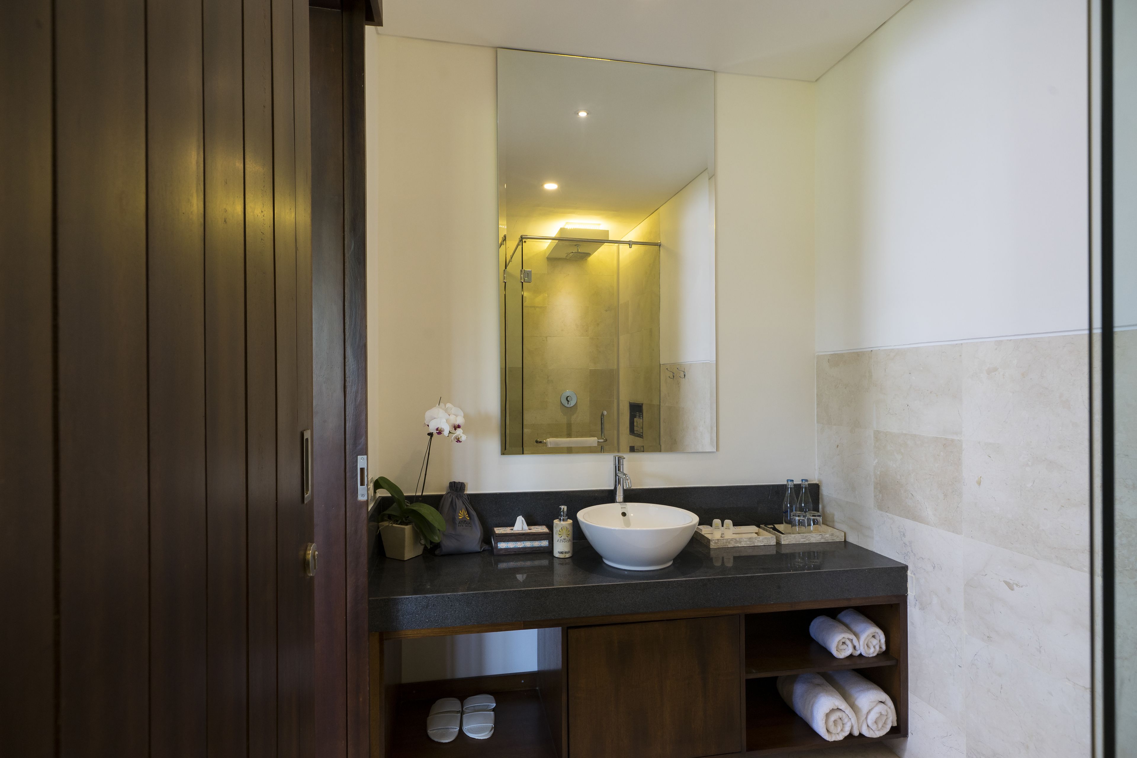 shower, free toiletries, hair dryer, bathrobes