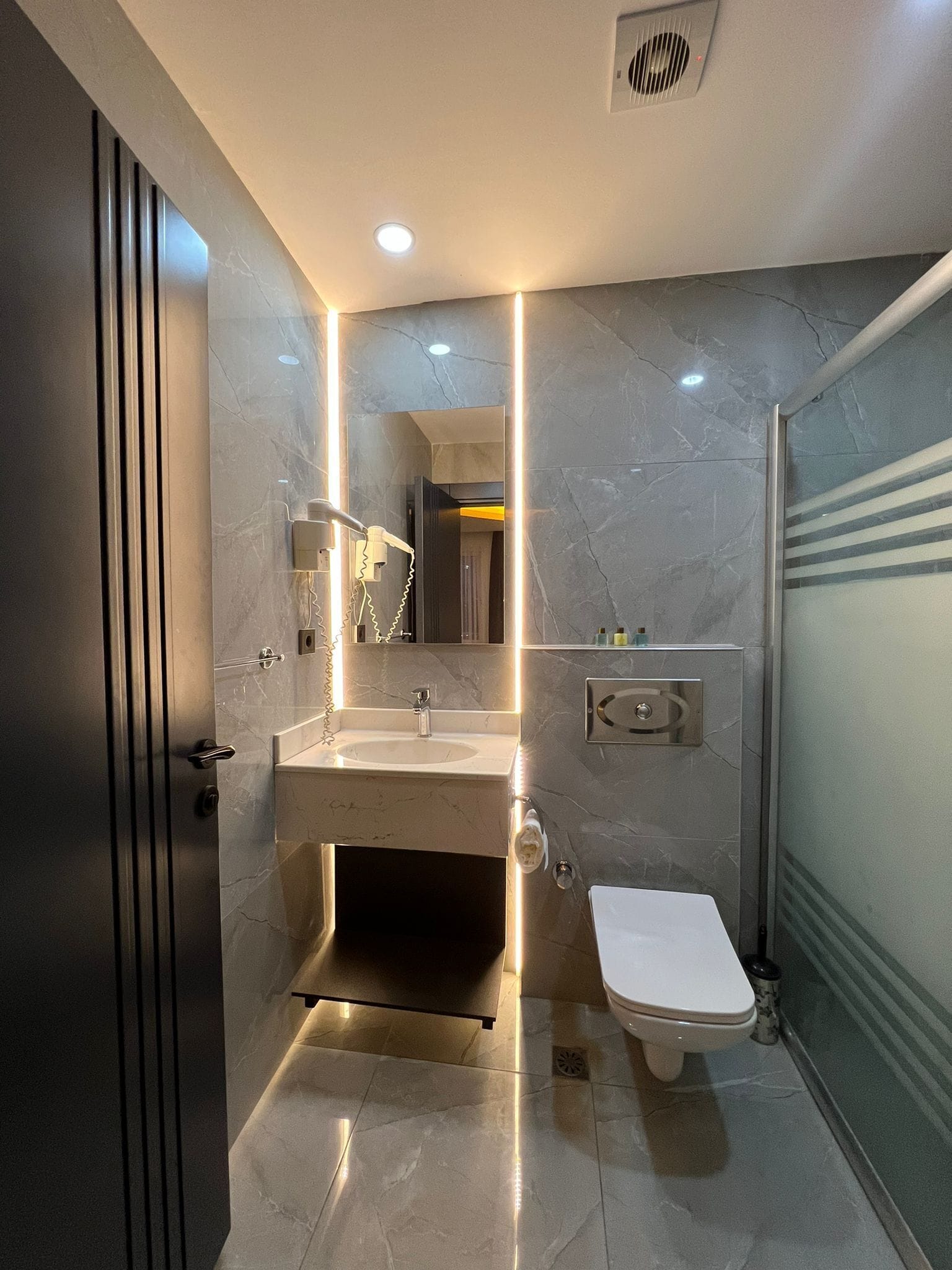 deluxe room | bathroom | shower, eco-friendly toiletries, hair dryer, slippers