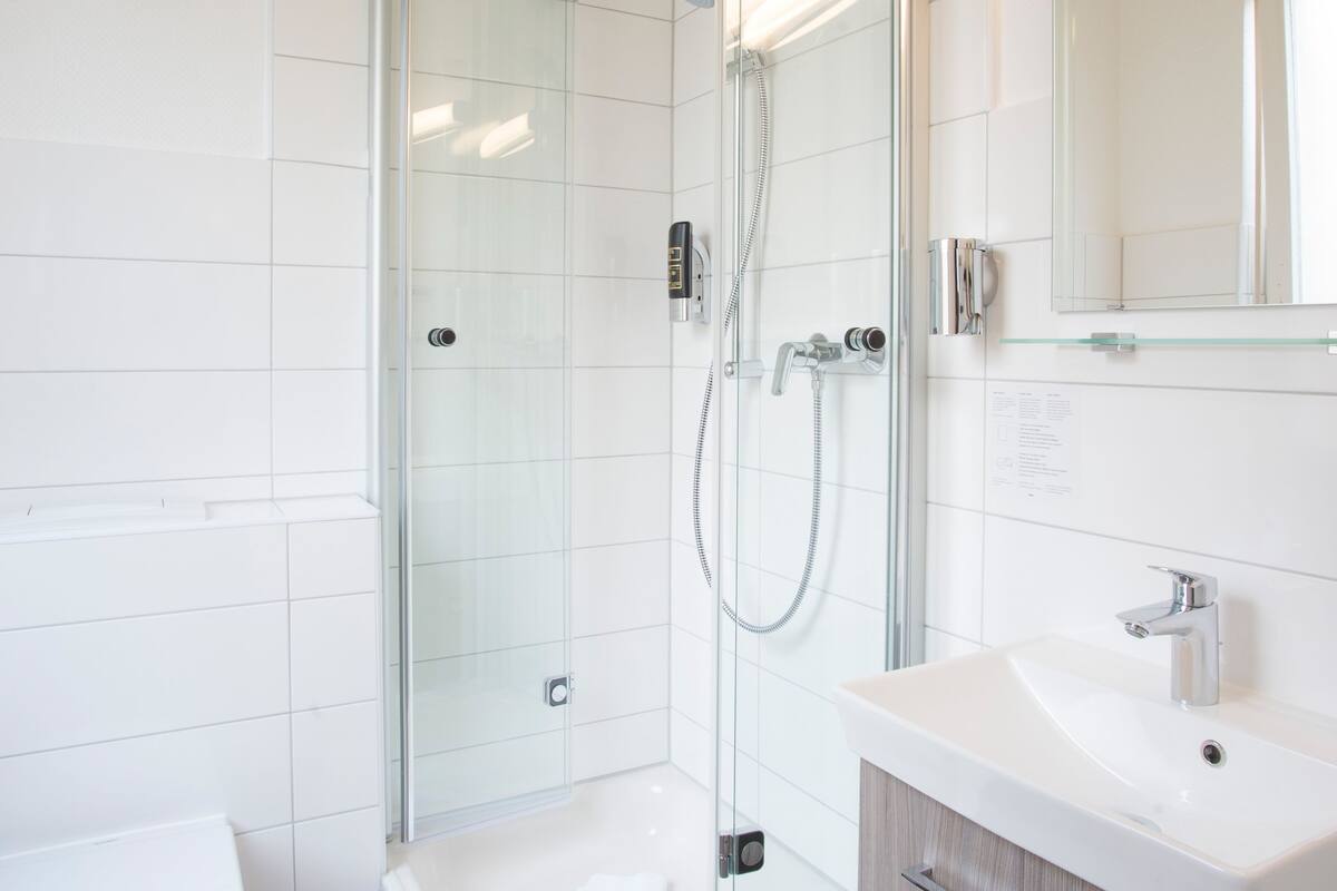 free toiletries, hair dryer, towels