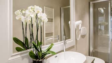 Standard Double or Twin Room | Bathroom | Shower, hair dryer, slippers, towels