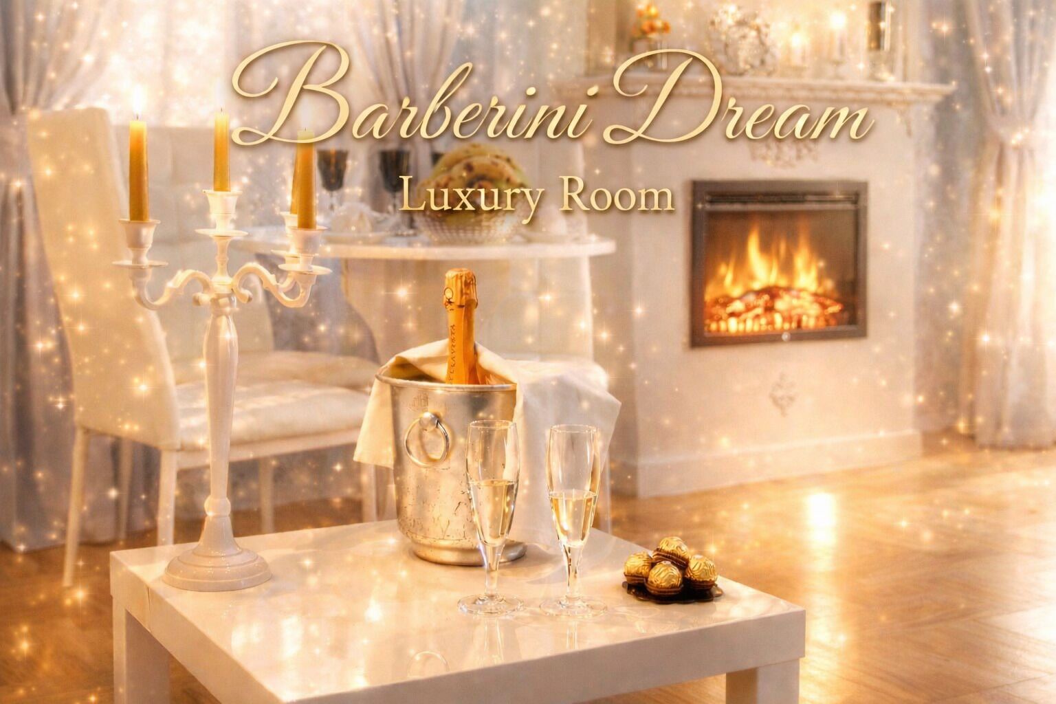 En 55-tommers Flatskjerm-TV med digitale kanaler samt TV og peis