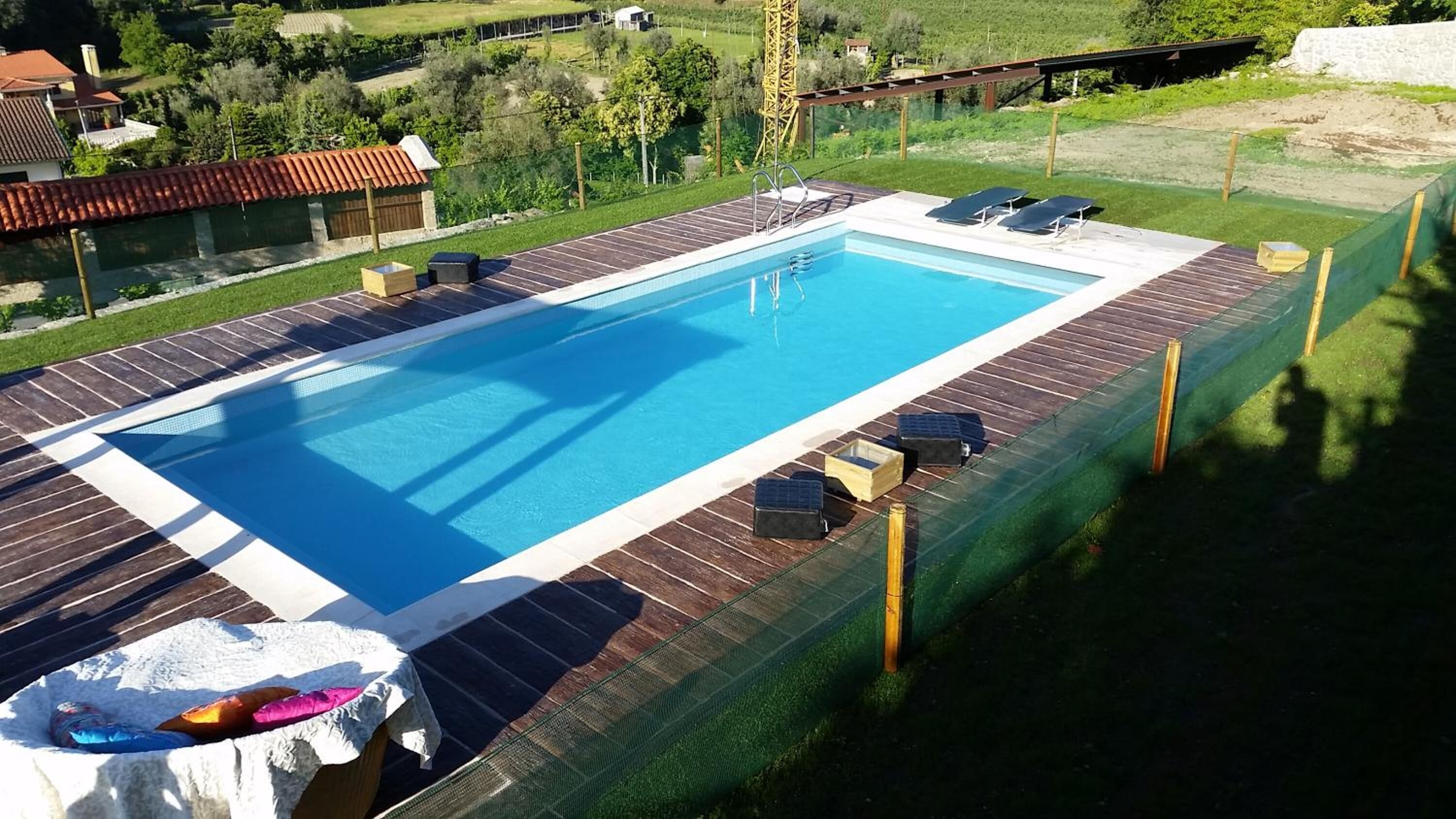 Outdoor pool, pool loungers