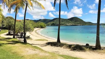 On the beach, white sand, snorkelling, kayaking