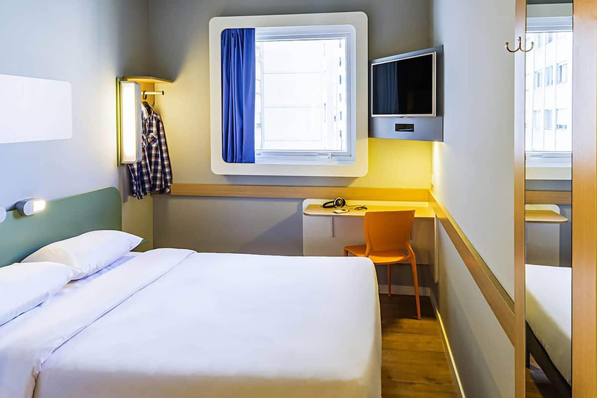 Individually decorated, desk, laptop workspace, blackout curtains