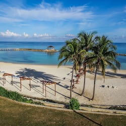Private beach, white sand, beach cabanas, sun loungers